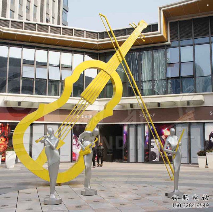 提琴雕塑提供，園林裝飾，不銹鋼提琴雕塑承接