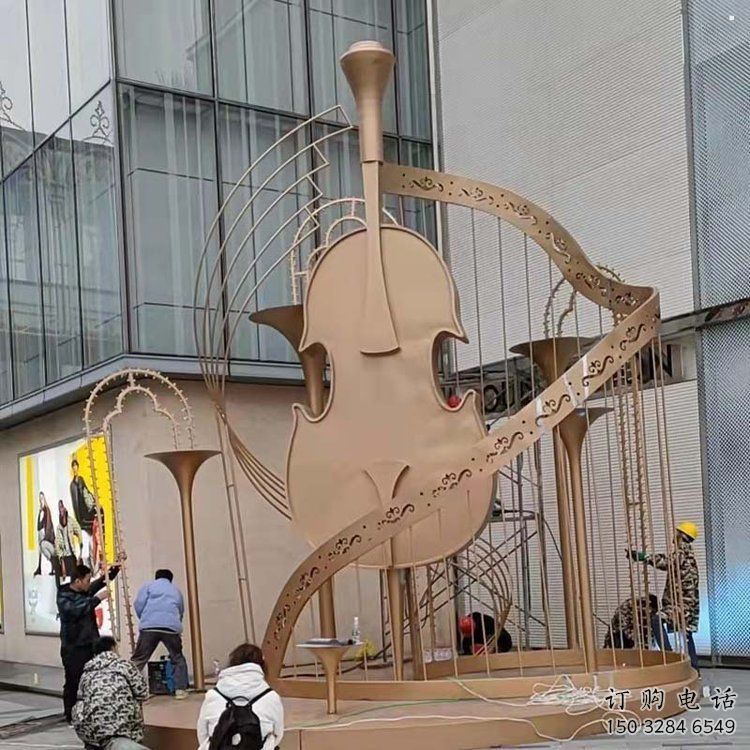 提琴雕塑優選，陸地擺件，不銹鋼提琴雕塑制作承接