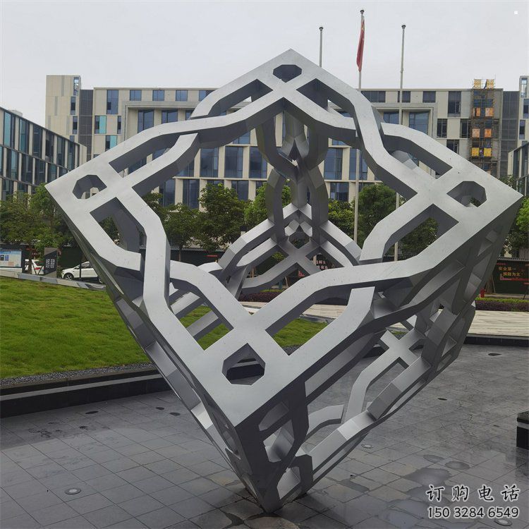立方體雕塑提供，戶外雕塑，鏤空立方體雕塑廠家