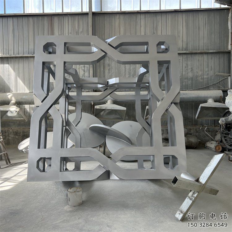 中式立方體雕塑指用，景觀概念，鏤空立方體雕塑廠家