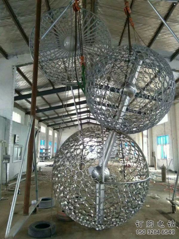 空心球雕塑點擊，景觀雕塑，鏤空空心球雕塑制作