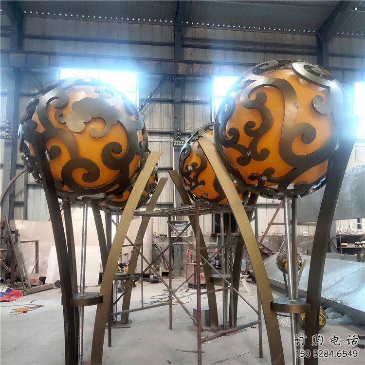 空心球雕塑提供，白鋼構件，鏤空空心球雕塑生產