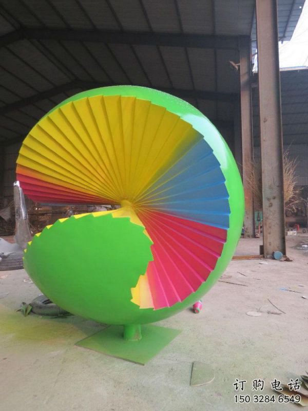 花紋球雕塑廠家，彩鋼制作，大型不銹鋼花紋球雕塑定做