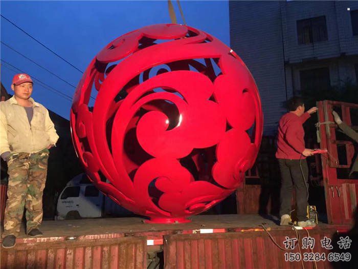 花紋球雕塑訂做，歐式風格，不銹鋼花紋球雕塑選定