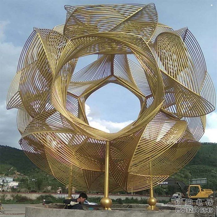 鏤空繡球雕塑預(yù)定，彩鋼制作，不銹鋼繡球雕塑制作