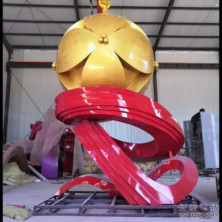 繡球雕塑選用，景區(qū)案例，不銹鋼繡球雕塑通用