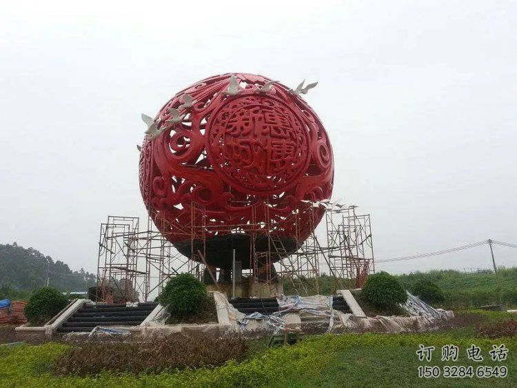 景觀圓球雕塑承接，城市裝飾，烤漆圓球雕塑廠家
