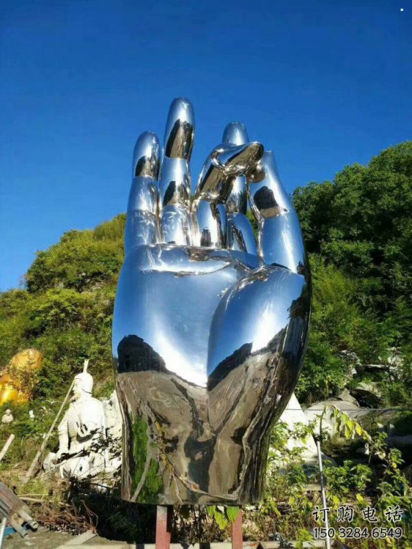 手拈花雕塑定做，廣場雕塑，不銹鋼手拈花雕塑提供