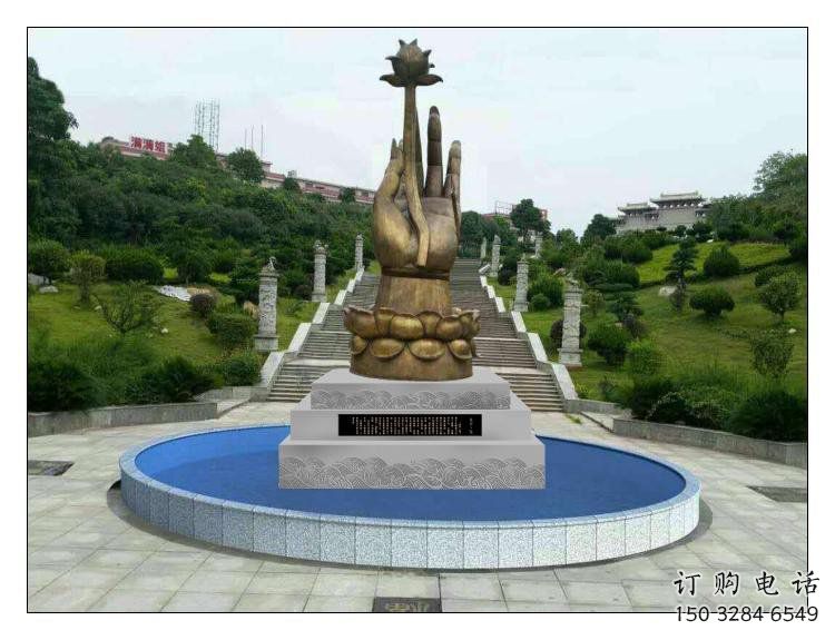 手拈花雕塑生產，城市裝飾，不銹鋼手拈花雕塑選定