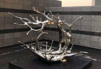 庭院海浪雕塑,鍍金歐式雕塑,鏡面形式