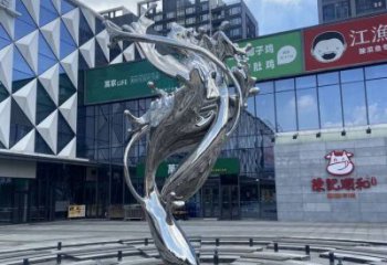 校園海浪雕塑,拉絲景觀雕塑,抽象主題