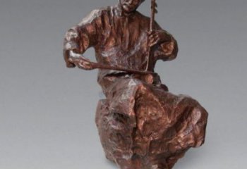 拉二胡雕塑點擊，地標(biāo)擺件，民俗民俗人物雕塑承接