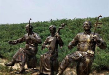 拉二胡雕塑訂做，街景小品，戶外民俗人物雕塑制作