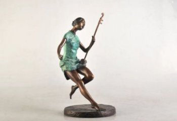 拉二胡雕塑精品，標(biāo)識雕塑，小區(qū)民俗人物雕塑供給