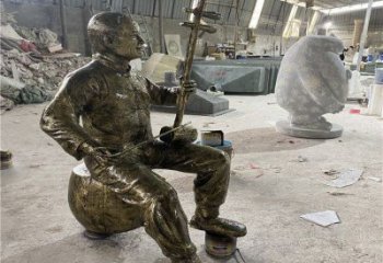 拉二胡雕塑預(yù)定，小區(qū)擺件，民俗人物雕塑主題精品