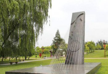 彈古箏雕塑定價，村標概念，公園雕塑景觀選用