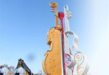 提琴雕塑供應，樂器雕塑，烤漆提琴雕塑制造廠家