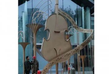 提琴雕塑定制，市標(biāo)雕塑，不銹鋼提琴雕塑