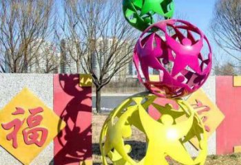 鏤空球雕塑優選，酒店擺件，門口烤漆鏤空球雕塑選定