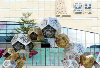 棱面球雕塑承接，鍛造工藝，鏤空棱面球雕塑制造廠家