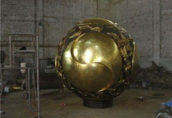 燈光球雕塑擺件定制，市標雕塑，不銹鋼燈光球雕塑廠