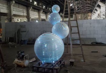 燈光球雕塑定做，標(biāo)識(shí)雕塑，不銹鋼燈光球雕塑選定