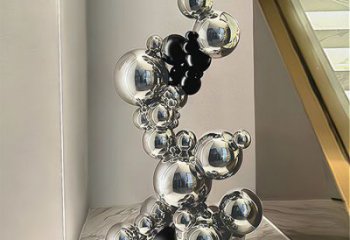 分子球雕塑預定，美陳雕塑，不銹鋼分子球雕塑選用