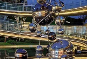 分子球雕塑優選，小區擺件，不銹鋼分子球雕塑生產商