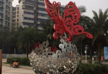 花球雕塑定做，公園小品，不銹鋼花球雕塑供應