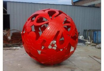 花紋球雕塑廠家，小區雕塑，不銹鋼花紋球雕塑點擊