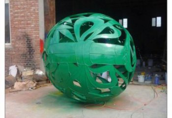 花紋球雕塑制作，酒店擺件，不銹鋼花紋球雕塑訂做