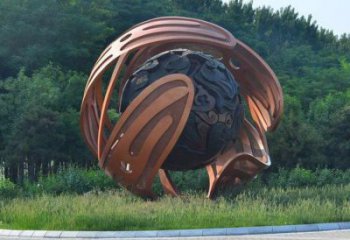 鏤空球雕塑廠家，小區擺件，烤漆異形鏤空球雕塑服務商