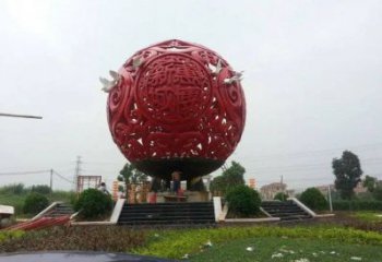 圓球雕塑服務(wù)商，街道標識，景觀烤漆圓球雕塑定制