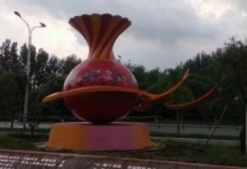 廣場(chǎng)花瓶雕塑訂做，城市雕塑，玻璃鋼花瓶雕塑工程