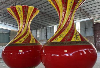 花瓶雕塑觀賞型，公園小品，景觀玻璃鋼花瓶雕塑常用