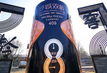 小區(qū)酒瓶雕塑，拉絲景觀雕塑，抽象效果