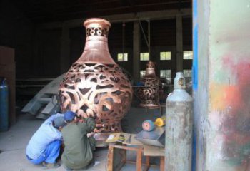 銅花瓶雕塑精選，室外軟裝，抽象銅花瓶雕塑廠家
