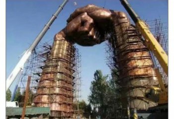 拳頭雕塑供需，室外軟裝，金屬不銹鋼拳頭雕塑制作