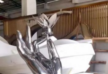 手拈花雕塑生產，白鋼構件，不銹鋼手拈花雕塑通用