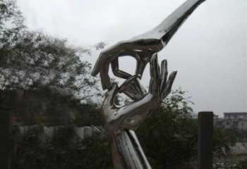 手拈花雕塑制造商，小區擺件，不銹鋼手拈花雕塑制造廠家