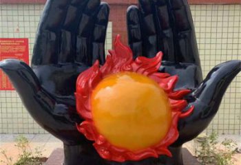 火球雕塑選用，仿銅系列，現代手托火球雕塑優價