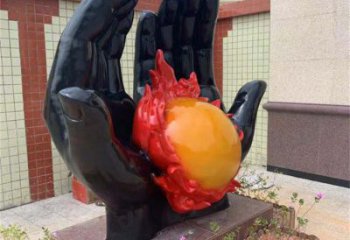 火球雕塑特供，美陳雕塑，手托火球雕塑定制廠家