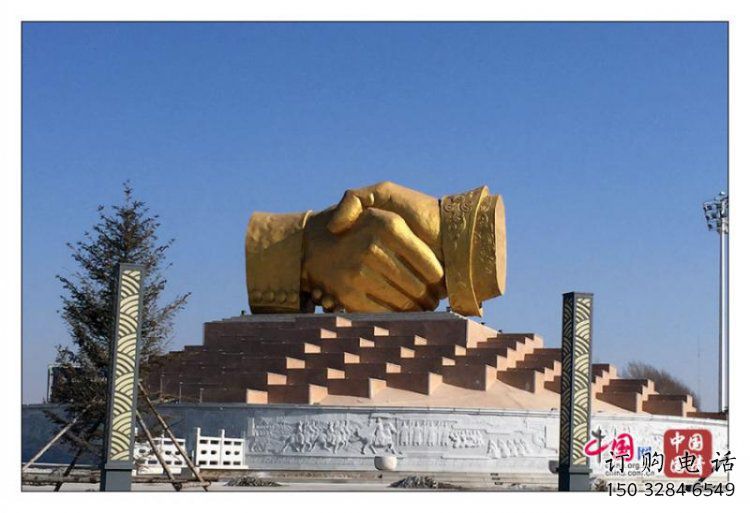 握手雕塑訂做，彩鋼制作，不銹鋼握手雕塑訂做廠家