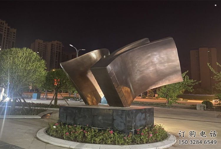 銅書籍雕塑精選，彩鋼制作，銅書籍雕塑工廠供給