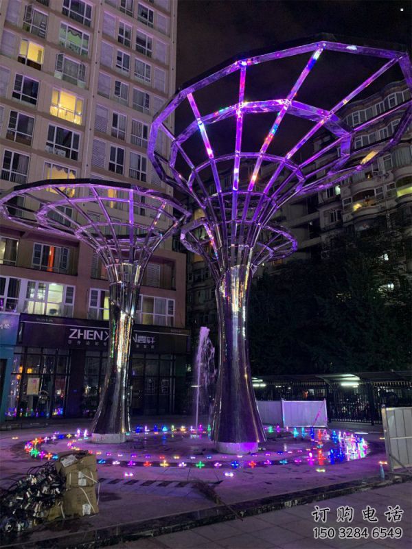 燈光樹雕塑選用，廣場雕塑，燈光蘑菇樹雕塑異型廠家