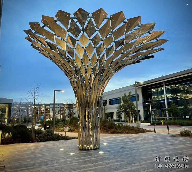 傘樹雕塑制作選用，景區案例，植物景觀雕塑制造商
