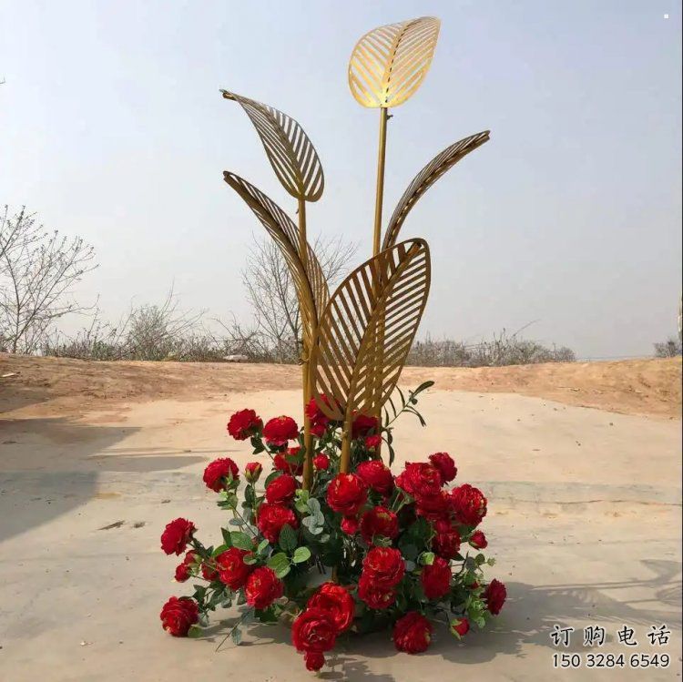 芭蕉葉雕塑定價，拉絲工藝，不銹鋼芭蕉葉雕塑制作