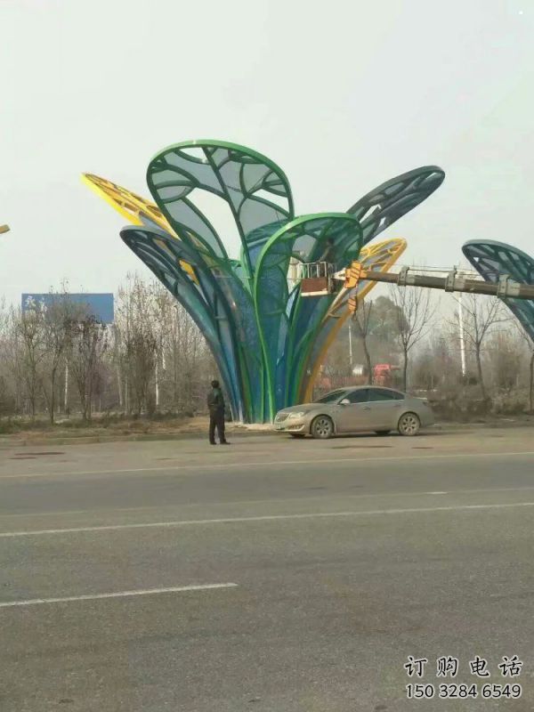 樹葉雕塑制造商，美陳雕塑，烤漆樹葉雕塑定制廠家