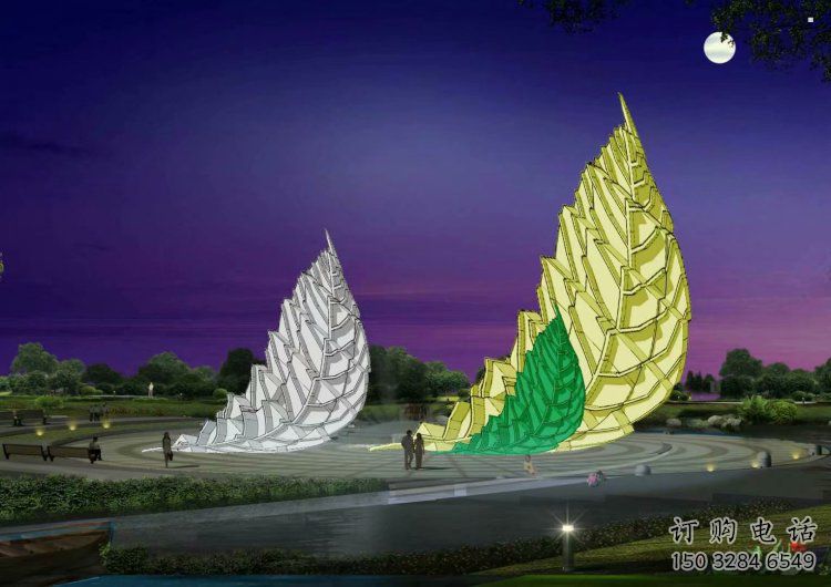 藝術(shù)樹葉雕塑廠家，小區(qū)擺件，烤漆樹葉雕塑訂做服務(wù)商