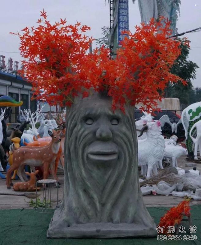 仿真樹雕塑制作，彩繪工藝，玻璃鋼仿真樹雕塑定價(jià)